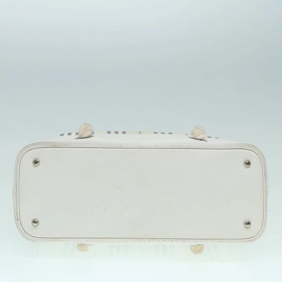 BURBERRY Rope handle Hand Bag Canvas Leather White Blue Silver Auth 92982 - Picture 7 of 15